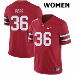 Women's Ohio State Buckeyes #36 K'Vaughan Pope Red Nike NCAA College Football Jersey Original RTG0244FV